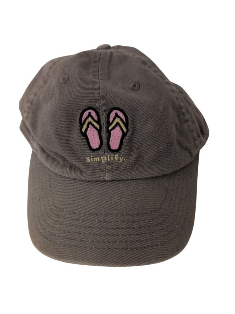 Life is Good Simplify Embroidered Flip Flop Baseball Cap Gray 6 Panel Cotton Hat